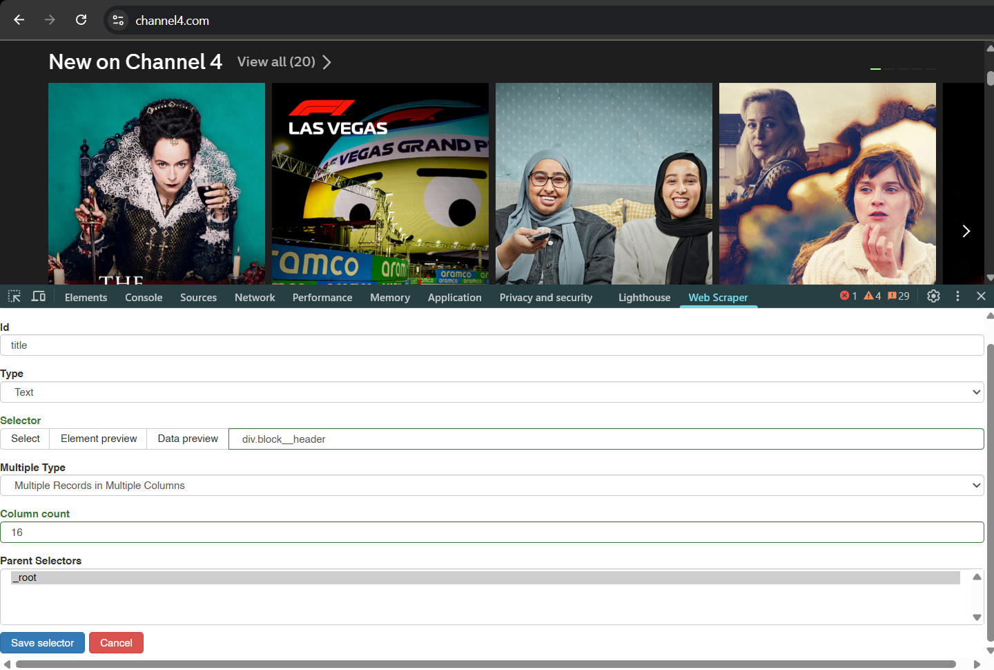 Channel 4 Scraper Tool