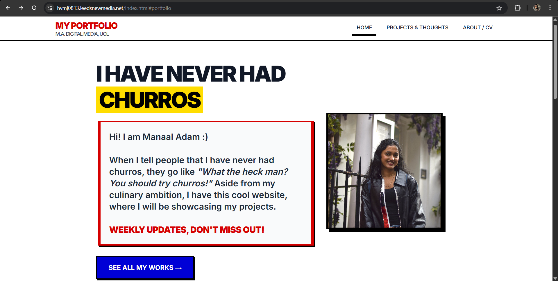 Manaal Adam Portfolio Headshot - Digital Media Student